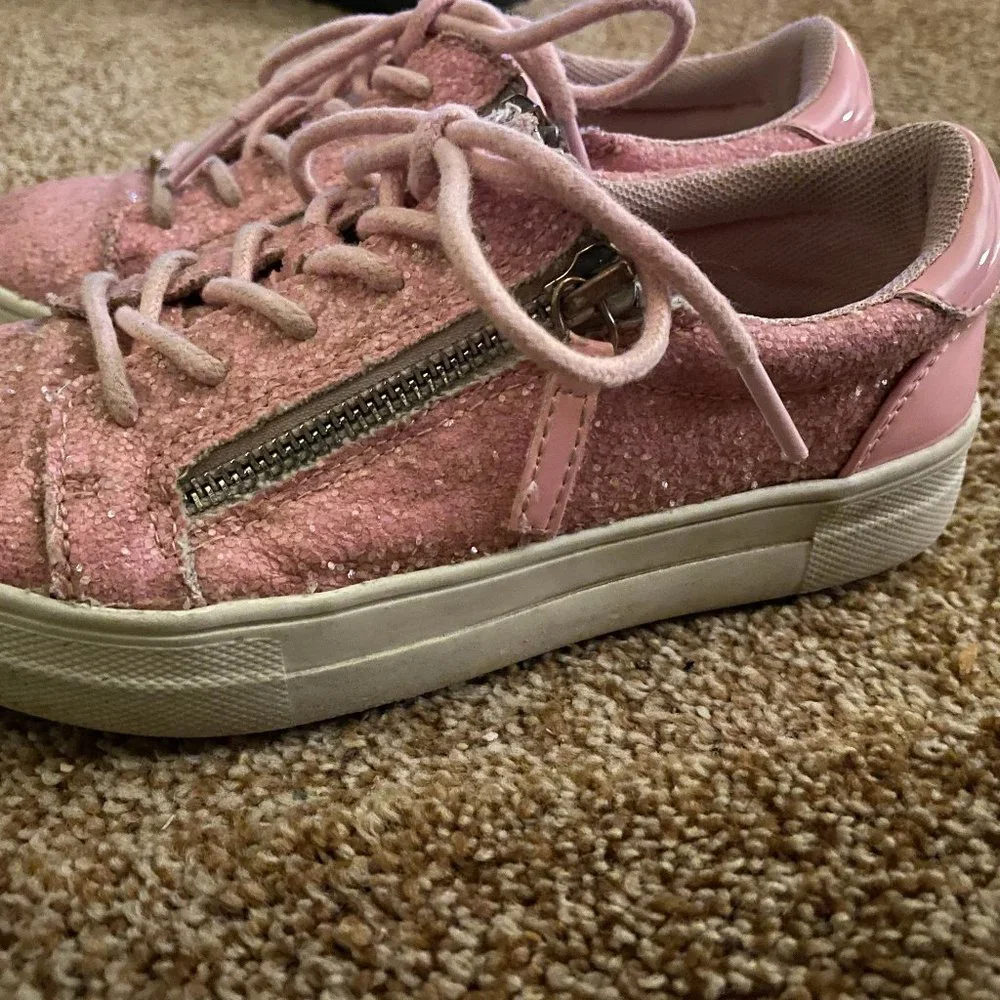 Nina pink glittered zip sneakers